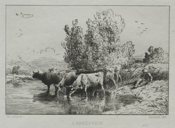 The Watering Place. Creator: Charles-Émile Jacque (French, 1813-1894).