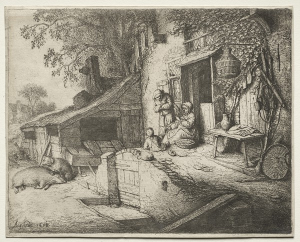 The Woman Spinning. Creator: Adriaen van Ostade (Dutch, 1610-1684).