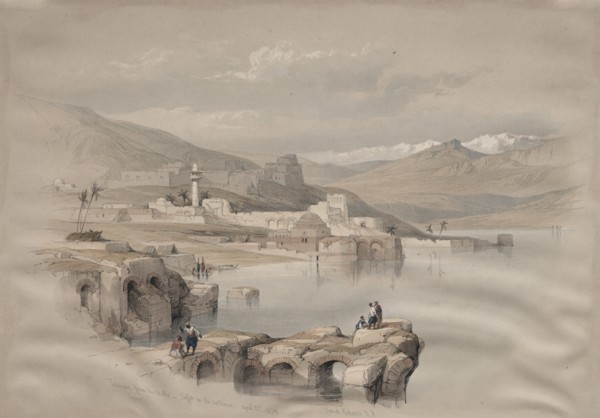 Tiberias, from the Walls, Safet in the Distance, 1839. Creator: David Roberts (British, 1796-1864).
