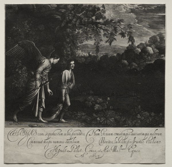 Tobias and the Angel (large plate). Creator: Hendrik Goudt (Dutch, 1585-1630).