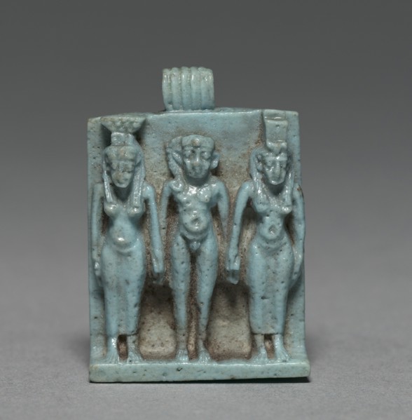 Triad: Horus between Isis and Nephthys, 664-525 BC. Creator: Unknown.
