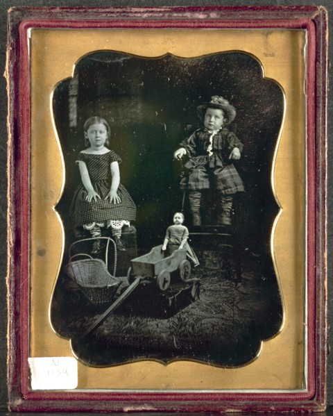 Two Children with Toys, c. 1855. Creator: Unidentified Photographer.