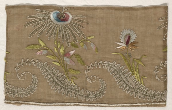 Two Fragments of Embroidery, 18th century. Creator: Unknown.