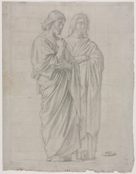 Two Standing Figures (Study for the Left Section of The Mission of the Apostles), 1860. Creator: Hippolyte Jean Flandrin (French, 1809-1864).