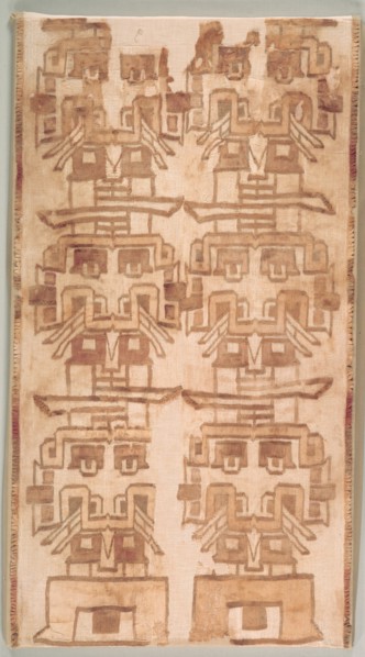 Two Textile Fragment with Fanged Heads, 500-200 BC. Creator: Unknown.