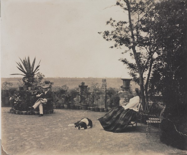 Untitled (Man and Woman Relaxing), c. 1854. Creator: Louis Pierre Théophile Dubois de Nehaut (Belgian, 1799-1872).