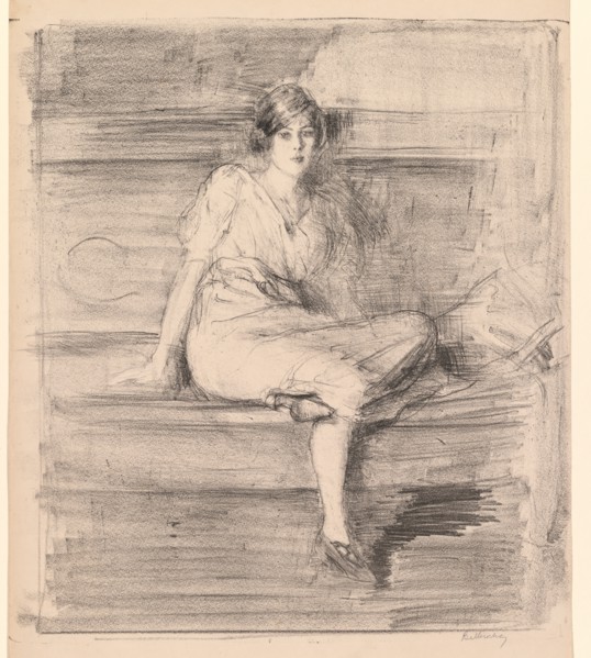 Untitled (Young Lady Seated), 1914. Creator: Albert de Belleroche (British, 1864-1944).