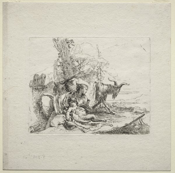 Various Caprices: The Woman with Tambourine, 1785. Creator: Giovanni Battista Tiepolo (Italian, 1696-1770).
