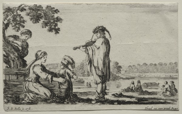 Various Figures and Landscapes: A Violin Player, 1649. Creator: Stefano Della Bella (Italian, 1610-1664).