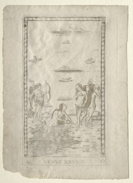 Venus (from the Tarocchi, series A: Firmaments of the Universe, #43), before 1467. Creator: Master of the E-Series Tarocchi (Italian, 15th century).