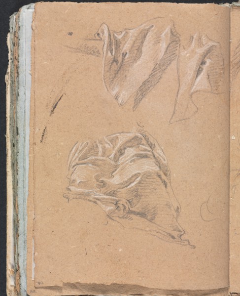 Verona Sketchbook: Drapery studies (page 90), 1760. Creator: Francesco Lorenzi (Italian, 1723-1787).