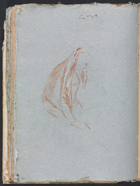 Verona Sketchbook: Female figure with cloak (page 40), 1760. Creator: Francesco Lorenzi (Italian, 1723-1787).