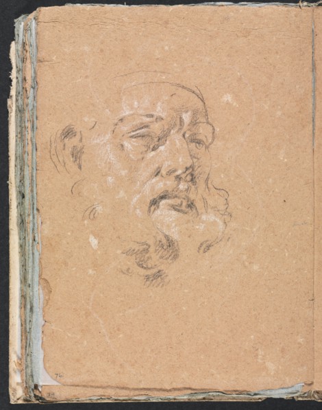 Verona Sketchbook: Male head (page 76), 1760. Creator: Francesco Lorenzi (Italian, 1723-1787).
