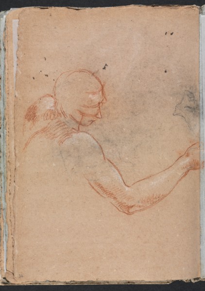 Verona Sketchbook: Nude with head and right arm (page 36), 1760. Creator: Francesco Lorenzi (Italian, 1723-1787).