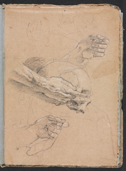Verona Sketchbook:Study of hands and skull (page 21), 1760. Creator: Francesco Lorenzi (Italian, 1723-1787).