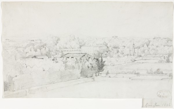 View of the Villa Borghese and its Orangerie from the Villa Medici, 1826. Creator: Frederic Bourgeois de Mercey (French, 1805-1860).