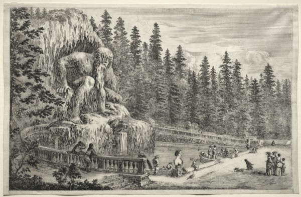Views of the Villa of Pratolino: Colossal Statue of the Apennines. Creator: Stefano Della Bella (Italian, 1610-1664).