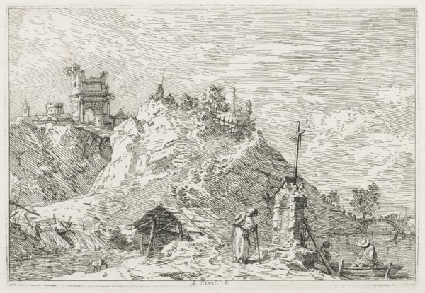 Views: A Pilgrim at Prayer, 1735-1746. Creator: Antonio Canaletto (Italian, 1697-1768).