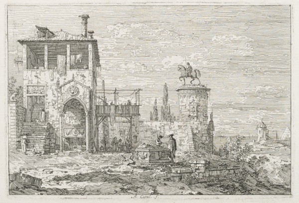 Views: The Equestrian Monument, 1735-1746. Creator: Antonio Canaletto (Italian, 1697-1768).