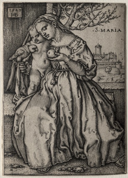 Virgin with the Parrot, 1549. Creator: Hans Sebald Beham (German, 1500-1550).