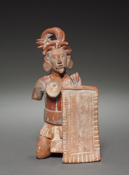 Warrior Figurine with Shield, 600-900. Creator: Unknown.