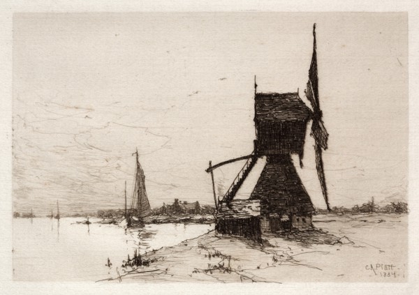 Windmill along the Coast, 1884. Creator: Charles Adams Platt (American, 1861-1933).