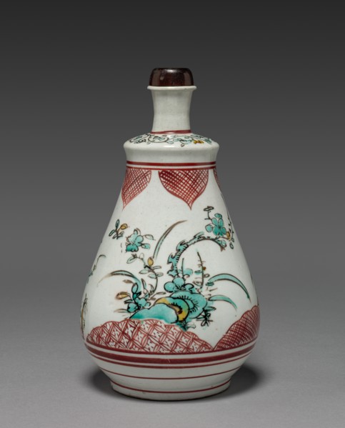 Wine Bottle with Plum and Pine Tree Design: Ko Imari Type, late 17th century. Creator: Unknown.