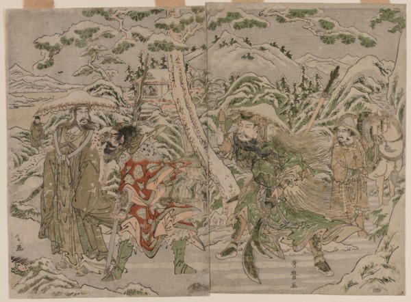 Winter Scene from the Romance of the Three Kingdoms, c. 1790. Creator: Kitagawa Utamaro (Japanese, 1753?-1806).