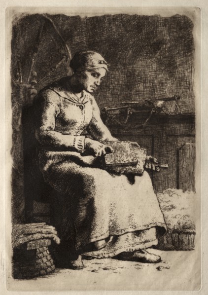 Woman Carding. Creator: Jean-François Millet (French, 1814-1875).