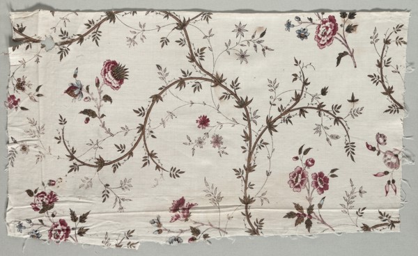 Woodblock Printed Cotton Fragment, 1785. Creator: Unknown.