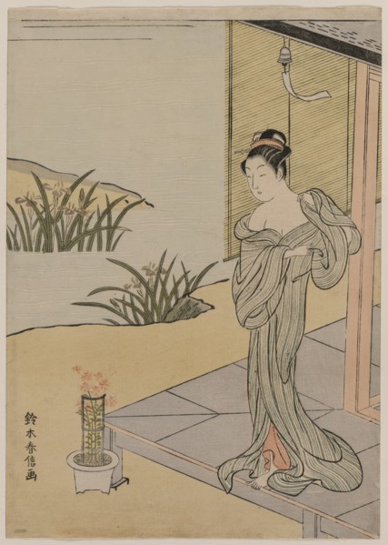 Young Woman Looking at a Pot of Pinks, c. 1767. Creator: Suzuki Harunobu (Japanese, 1724-1770).