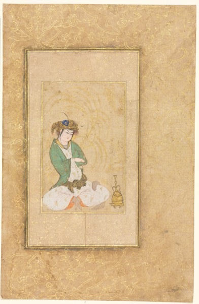 Youth Seated by a Willow; Single Page Illustration, c. 1600-1650. Creator: Muhammad Yusuf (Iranian), style of.