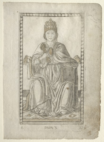 The Pope (from the Tarocchi, series E: Conditions of Man, #10), before 1467. Creator: Master of the E-Series Tarocchi (Italian, 15th century).