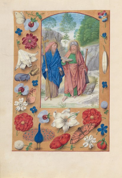 Hours of Queen Isabella the Catholic, Queen of Spain: Fol. 175v, Saints Philip & James, c. 1500. Creator: Master of the First Prayerbook of Maximillian (Flemish, c. 1444-1519); Associates, and.