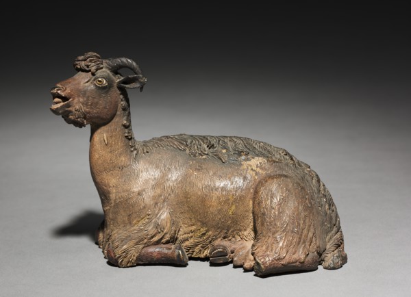 Figure from a Crèche: Sitting Ram, 1780-1830. Creator: Unknown.