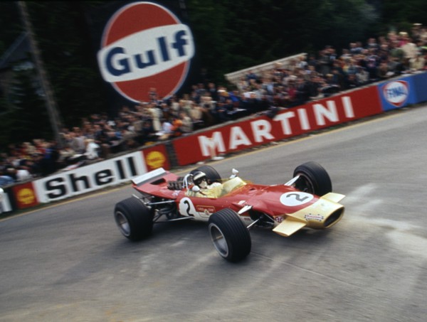 Lotus 49, Gold Leaf, driven by Jackie Oliver at the 1968 Belgian Grand Prix. Creator: Unknown.