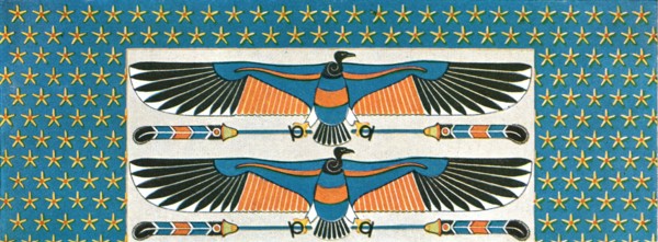 Detail of ceiling painting in the tomb of Bekenranef at Sakkara, Egypt, (1928). Creator: Unknown.