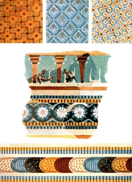 Textile patterns and fresco fragments from Crete, Greece, (1928). Creator: Unknown.