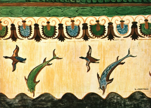 Mural frieze in the Tomb of the Lionesses (Tomba delle Leonesse), Tarquinia, Italy, (1928).  Creator: Unknown.