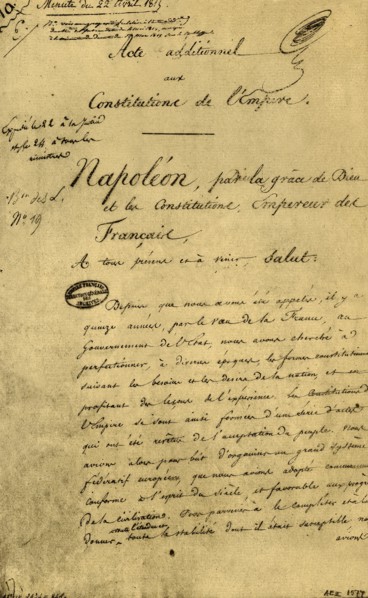 Additional act to the constitutions of the Empire, 22 April 1815, (1921). Creator: Unknown.