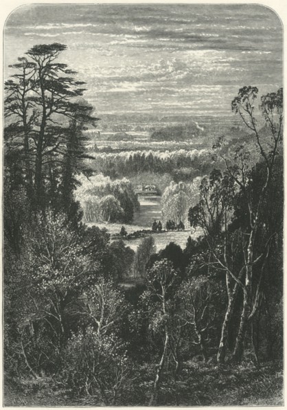 'The Fishing Temple, Virginia Water, from the Belvidere', c1870.