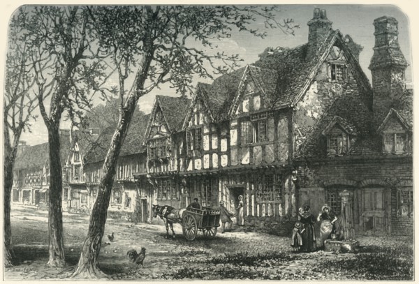 'Houses Under the Castle, Warwick', c1870.