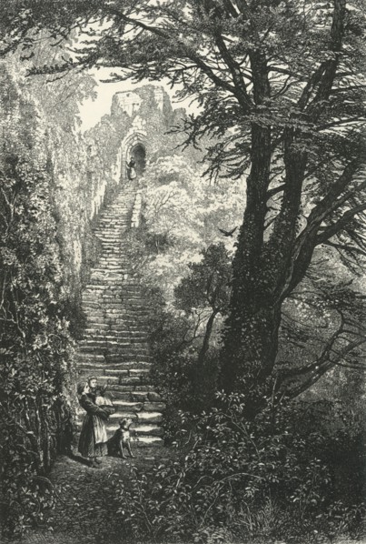 'Staircase to Carisbrook Keep', c1870.