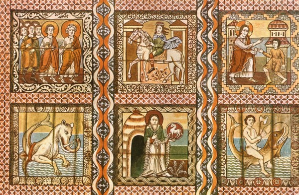 Painted wooden ceiling in St. Martin's Church, Zillis, Switzerland, (1928). Creator: Unknown.
