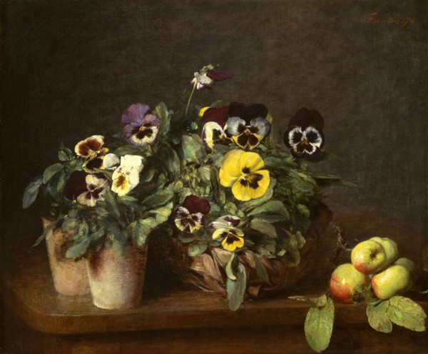 Still Life with Pansies, 1874. Creator: Henri Fantin-Latour.