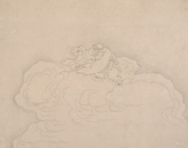 An Immortal on a Cloud with a Pair of Peaches, 20th century. Creator: Unknown.