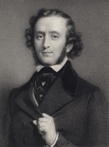 Portrait of the pianist and composer Felix Mendelssohn Bartholdy (1809-1847). Creator: Lemoine, Auguste (1822-1869).