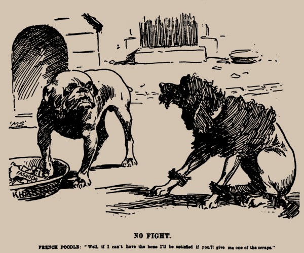 No Fight. Cartoon on the Fashoda Incident, 1898. Creator: Staniforth, Joseph Morewood (1864-1921).