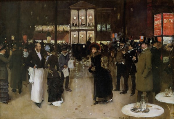 Le boulevard Montmartre, la nuit, devant le théâtre des Variétés, ca 1885. Creator: Béraud, Jean (1849-1936).