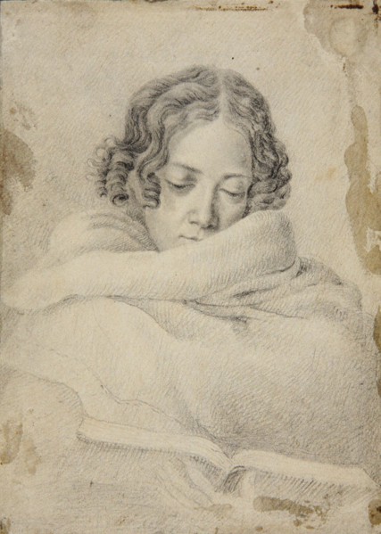 Portrait of the writer Bettine von Arnim (1785-1859), née Brentano, ca 1809. Creator: Grimm, Ludwig Emil (1790-1863).